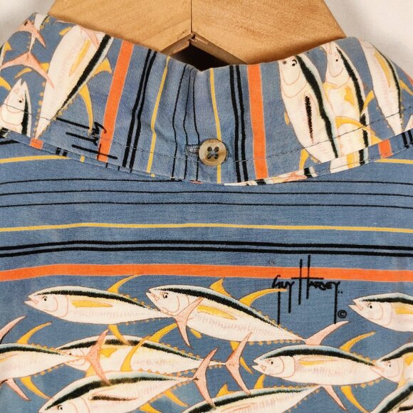 Guy Harvey Men's Large Button-Down Short Sleeve Fishing Shirt - Picture 4 of 14